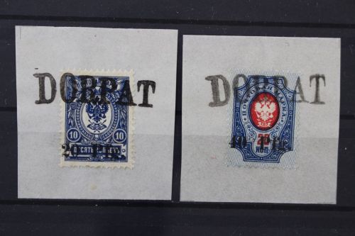 Notausgabe Dorpat, MiNr. 1-2 auf Papier, Stempel Dorpat