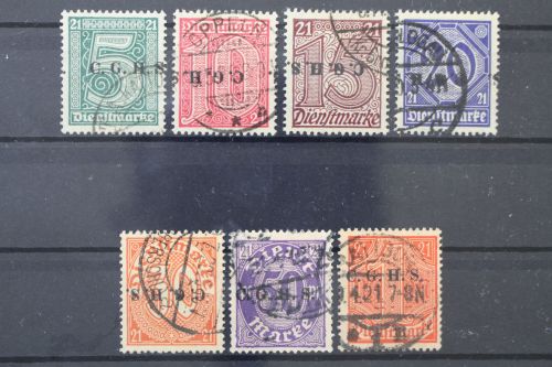 Oberschlesien Dienst, MiNr. 1-7, gestempelt