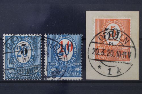 Oberschlesien, MiNr. 10-12, gestempelt