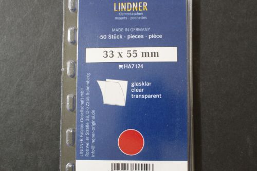 Lindner-Klemmtaschen, 50 Stück, glasklar, 33 x 55 mm
