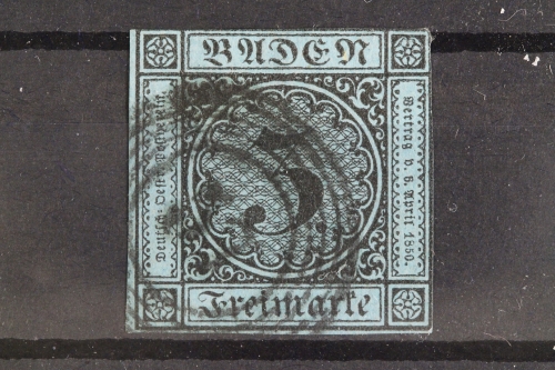 Baden, MiNr. 8, gestempelt