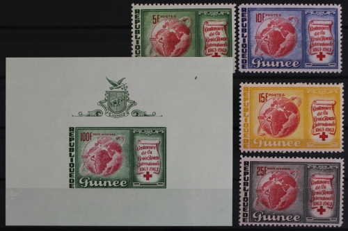 Guinea, MiNr. 204-207 + Block 2, postfrisch