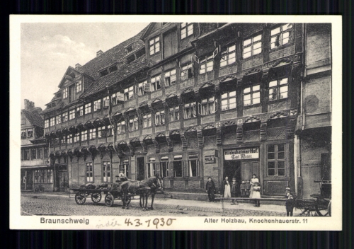 Braunschweig, Alter Holzbau, Hildesheimer Hof, Pferdefuhrwerk