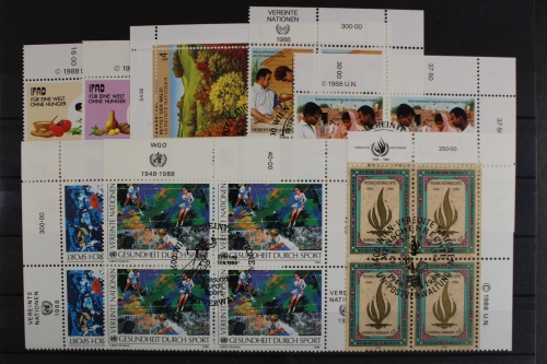 UNO Wien, MiNr. 79-87, Jahrgang 1988, ohne Block, Viererblöcke, ESST