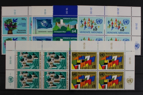 UNO Wien, MiNr. 1-6, Jahrgang 1979, Viererblöcke, postfrisch