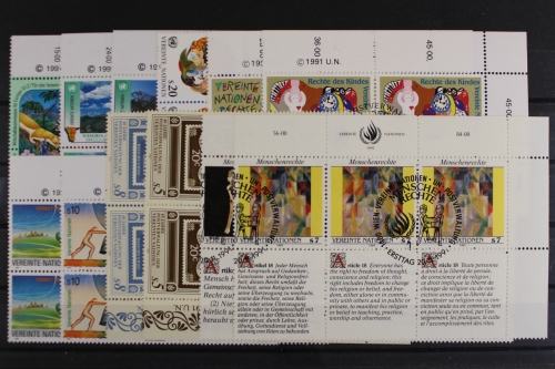 UNO Wien, MiNr. 110-124, Jahrgang 1991, meist Viererblöcke, ESST