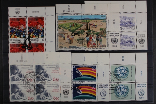 UNO Wien, MiNr. 55-63, Jahrgang 1986, ohne Block, Viererblöcke, ESST