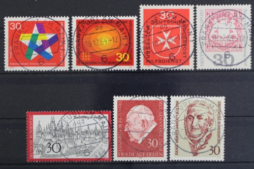 Deutschland, MiNr. 582,595,600,601,603,609,611, zentrische Stempel