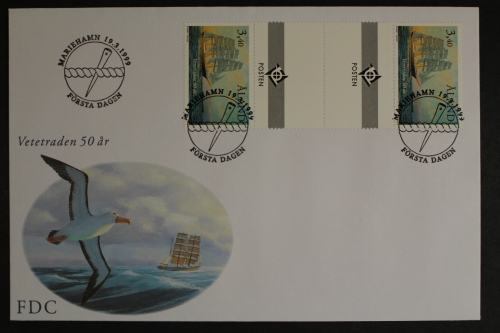 Aland, MiNr. 155, Zwischenstegpaar, FDC