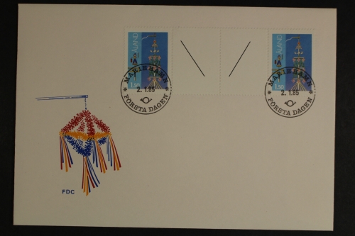 Aland, MiNr. 10, Zwischenstegpaar mit Strich, FDC