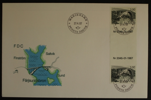 Aland, MiNr. 24, Zwischenstegpaar, FDC