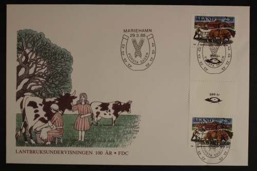 Aland, MiNr. 27, Zwischenstegpaar mit Posthorn, FDC