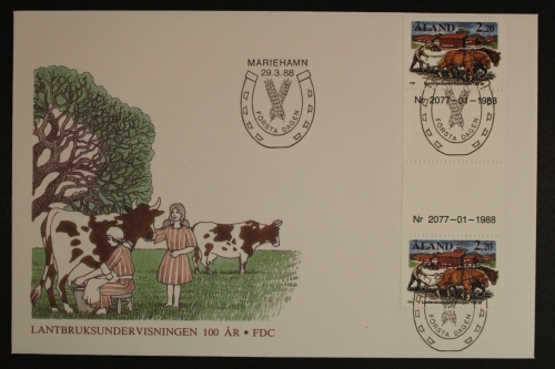 Aland, MiNr. 27, Zwischenstegpaar mit Nummer, FDC
