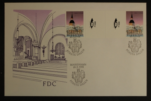 Aland, MiNr. 31, Zwischenstegpaar mit Posthorn, FDC