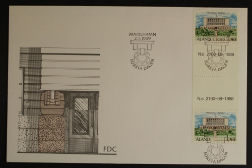 Aland, MiNr. 32, Zwischenstegpaar mit Nummer, FDC