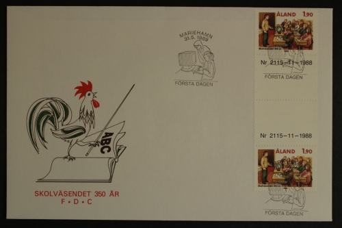 Aland, MiNr. 36, Zwischenstegpaar mit Nummer, FDC