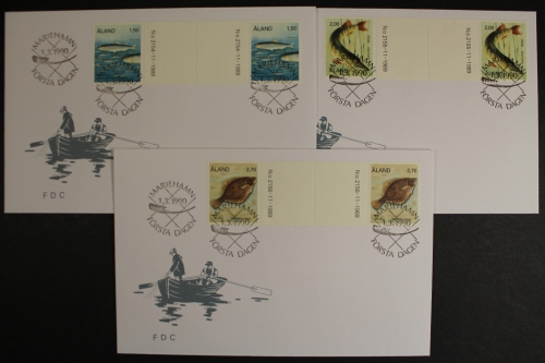 Aland, MiNr. 38-40, Zwischenstegpaare mit Nummer, FDC