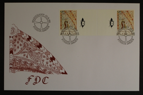Aland, MiNr. 42, Zwischenstegpaar mit Posthorn, FDC