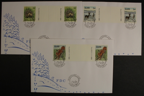 Aland, MiNr. 44-46, Zwischenstegpaare mit Nummer, FDC