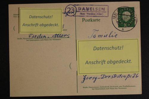 Dauelsen über Verden (Aller), Landpoststempel auf Ganzsache