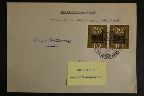 Deutschland, MiNr. 345, waag. Paar, ESST 125 Jahre Eisenbahn