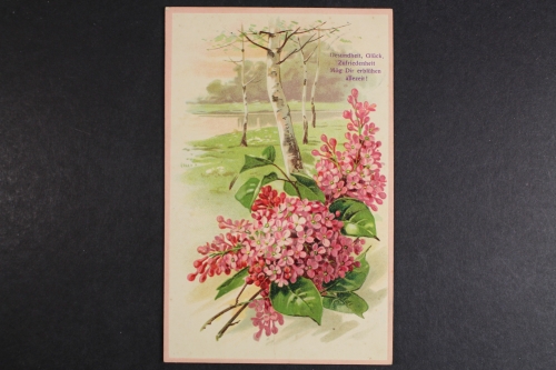 Blumen, Bäume, Spruch, Prägekarte