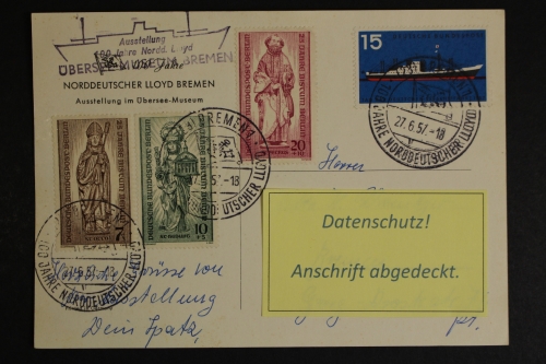 100 Jahre Norddeutscher Lloyd Bremen 1857-1957, Sonderpostkarte