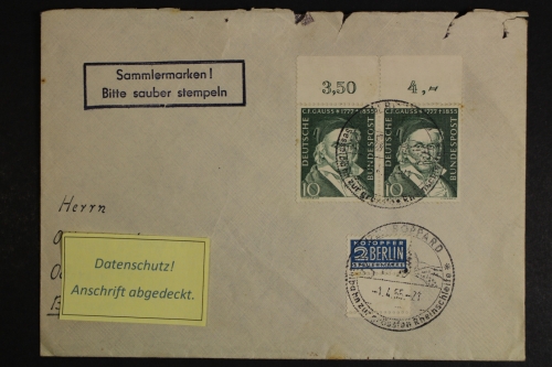 Deutschland, MiNr. 149 waag. Paar Oberrand, auf Fernbrief