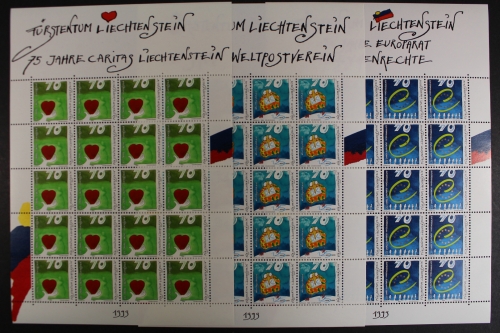 Liechtenstein, MiNr. 1200-1202, Kleinbögen, postfrisch