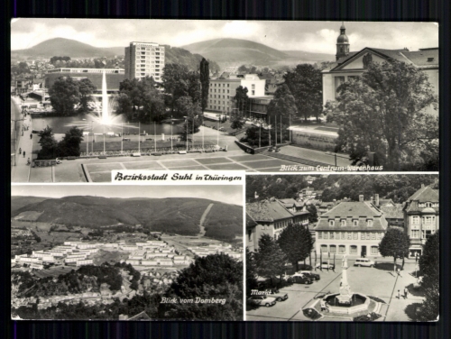 Suhl, Blick zum Centrum-Warenhaus, Markt, Blick vom Domberg