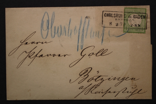 Deutsches Reich, MiNr. 7 ab Carlsruhe, Bedarfsbeleg