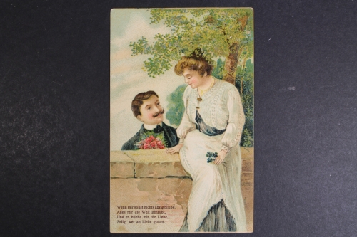 Liebespaar, Karte mit Vers, Prägekarte