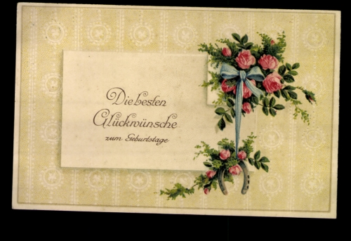 Die besten Glückwünsche zum Geburtstag, Rosen und Hufeisen, Prägekarte