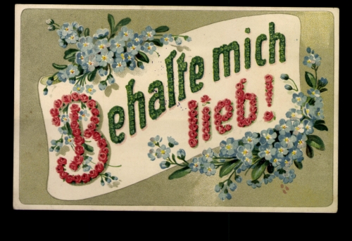 Mit Blumenblüten geschrieben: Behalte mich lieb!