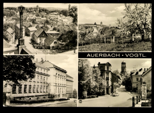 Auerbach/Vogtl., Teilansicht, die drei Wahrzeichen, Institut für Lehrer
