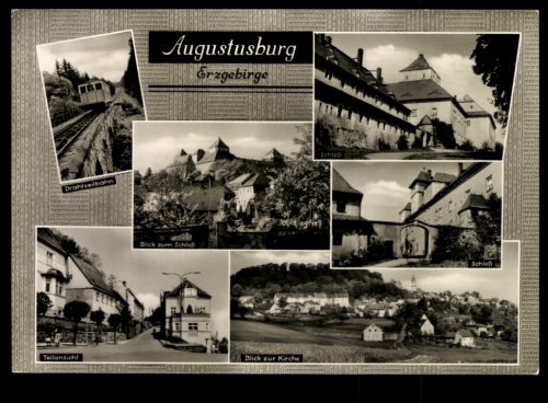Augustusburg/Erzgeb., Drahtseilbahn, Schloß, Blick zur kirche