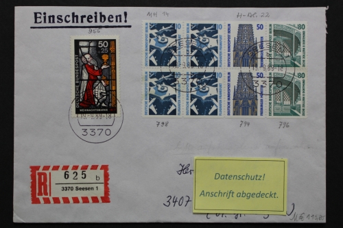 Berlin, MiNr. H-Blatt 22 + Zusatzfrankatur auf Einschreiben