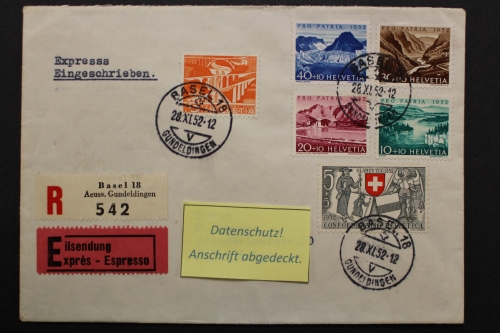 Schweiz, MiNr. 570-574, Einschreiben-Eil-Brief