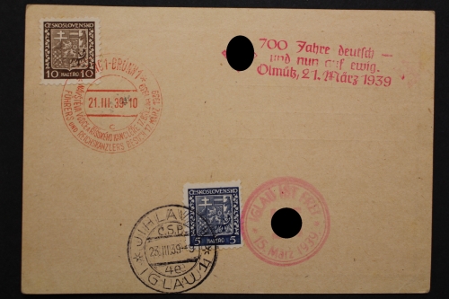 IGLAU ist frei, 15.3.39 / 700 Jahre deutsch... Olmütz, 21.3.39