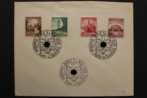 Deutsches Reich, MiNr. 665-668, Sonderstempel Breslau