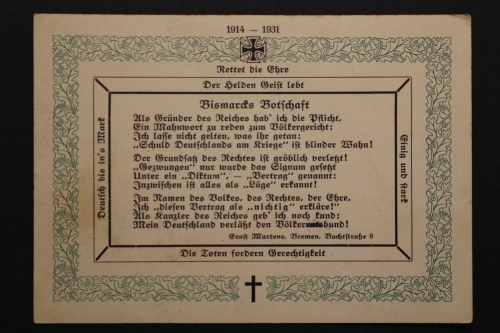 Rettet die Ehre - Bismarcks Botschaft - int. Zeitdokument der 1930er Jahre