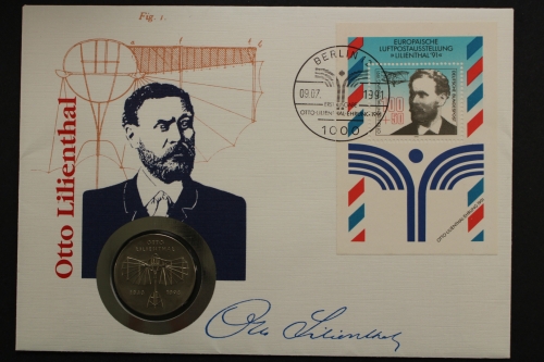 5 Mark Lilienthal 1973 auf Numisbrief aus dem Jahr 1991