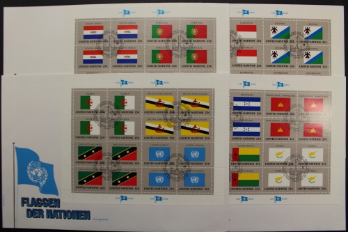 UNO - New York, MiNr. 579-594, 4 Kleinbögen, FDC