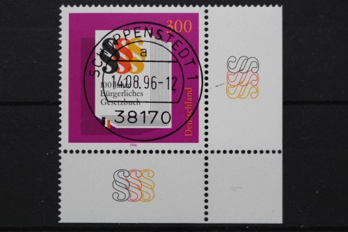 Deutschland (BRD), MiNr. 1874, Ecke re. unten, zentrischer Stempel, EST
