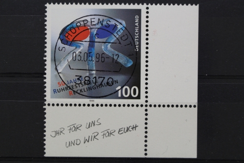 Deutschland (BRD), MiNr. 1859, Ecke re. unten, zentrischer Stempel, EST