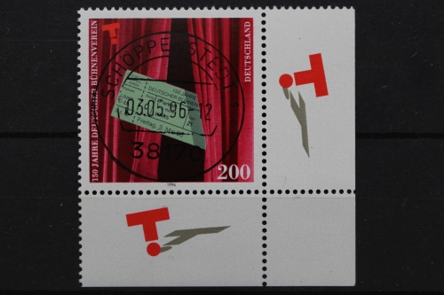Deutschland (BRD), MiNr. 1857, Ecke re. unten, zentrischer Stempel, EST