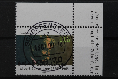 Deutschland (BRD), MiNr. 2090, Ecke re. oben, zentrischer Stempel, EST