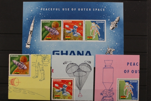 Ghana, MiNr. 310-312 A + Block 26, postfrisch