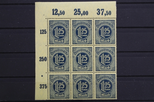 DR Dienst, MiNr. 31, 9er Block, Ecke li. o. Plattendruck, postfrisch