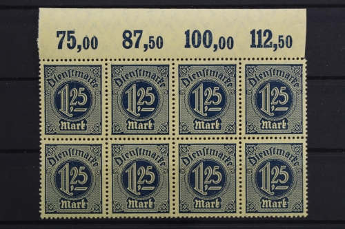 DR Dienst, MiNr. 31, 8er Block, OR im Walzendruck, postfrisch